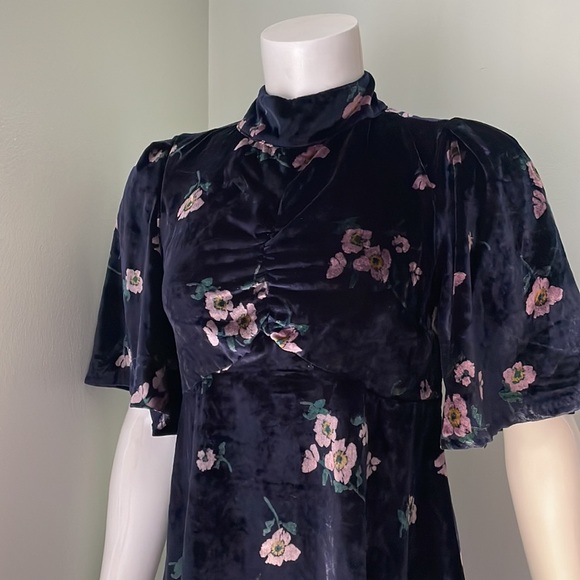 Free People  My Baby Floral Navy Velvet Minidress - Picture 5 of 10
